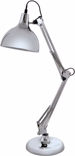 Loops Adjustable Chrome Metal Table Desk Lamp with E27 Bulb Holder