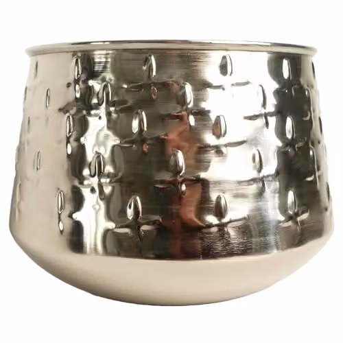 Leaf Silver Metal Round Tabletop Planter H 24 cm x W 18 cm x D 18 cm – 1