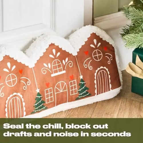 OHS Gingerbread House Draught Excluder in Brown and Multicolour, W: 90 cm x H: 20 cm – 2