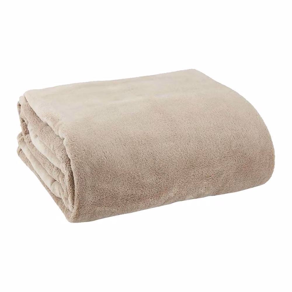 Simpa Super Soft Beige Fleece Throw Blanket – 2