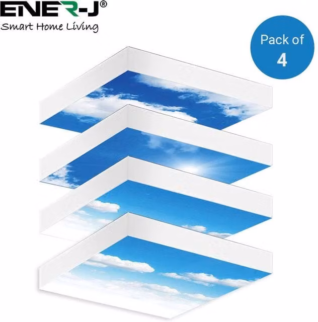 ENER-J SKY Cloud LED 2D Surface Panel, White, W: 60 cm, D: 60 cm, 40W – 1