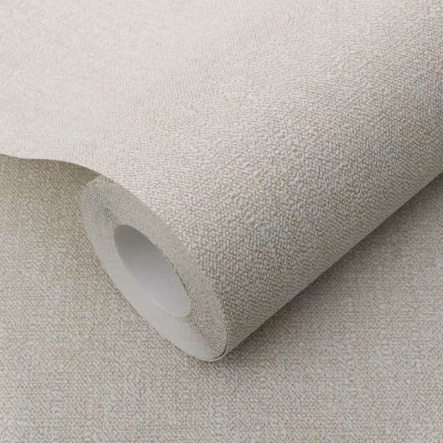 Erismann Minimalist Plain Beige Non-Woven Textile Weave Wallpaper Roll