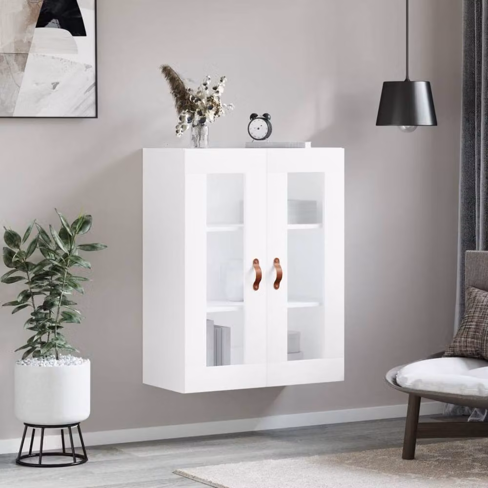 Berkfield Home Wall Mounted Cabinet in White with Glass Doors, W/D/H: 69.5 x 34.0 x 90.0 cm – 3