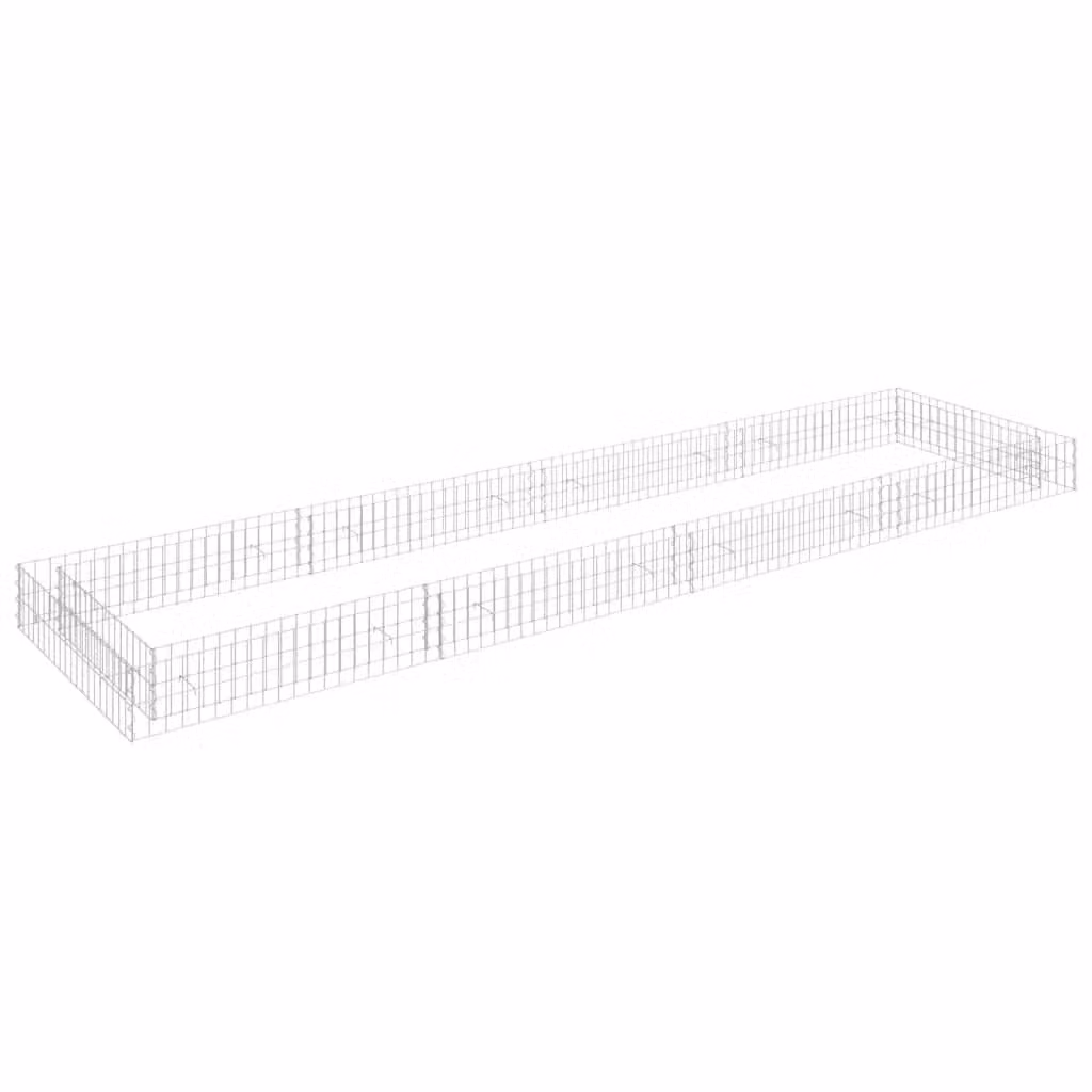 Berkfield Home Silver Galvanised Steel Stone Gabion Raised Bed, W: 400 cm, D: 100 cm, H: 20 cm – 2