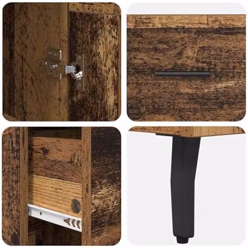 vidaXL Modern Highboard in Old Wood Brown, W/D/H: 34.5 x 34 x 180 cm – 4