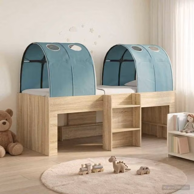 Berkfield Home 3-Piece Bed with Tunnel in Sonoma Oak and Light Blue Engineered Wood