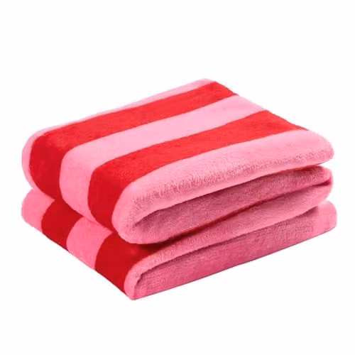 OHS Striped Fleece Throw Blanket in Red and Pink, W/D/H: 125 x 150 cm – 1