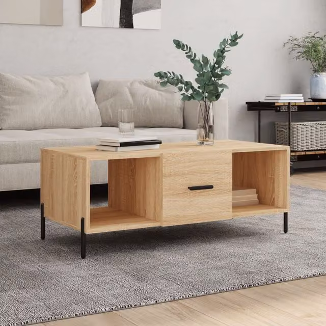 Berkfield Home Sonoma Oak Coffee Table in Brown, W/D/H: 102 x 50 x 40 cm