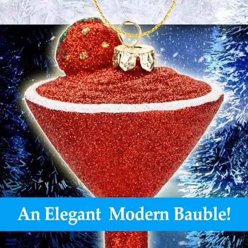 VFM e-Store Red and Gold Glitter Cocktail Hanging Christmas Bauble Ornament – 4