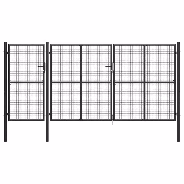 Berkfield Home Durable Steel Garden Gate, Anthracite Grey, W: 400 cm, H: 150 cm