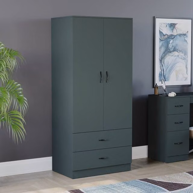 HD Designs Riano Modern 2 Door and 2 Drawer Wardrobe in Green – 1