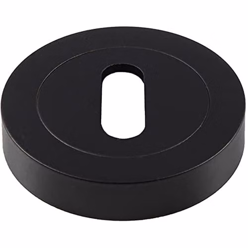 Loops 50mm Round Lock Profile Escutcheon with Concealed Fix in Matt Black Brass
