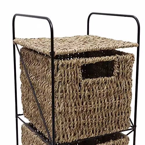 JVL Seagrass 3 Drawer Storage Tower in Brown – 3