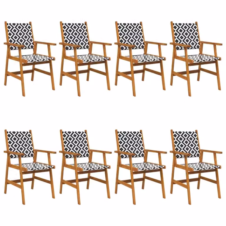 Berkfield Home Set of 8 Acacia Wood Garden Chairs in Brown with Cushions
