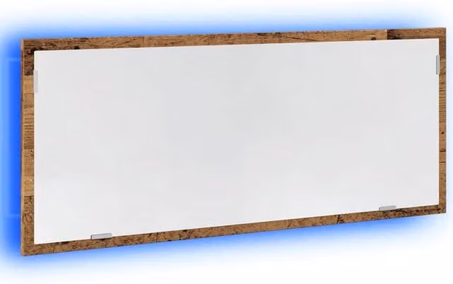 Berkfield Home LED Bathroom Mirror in Old Wood Brown, W/D/H: 100 x 8.5 x 37 cm