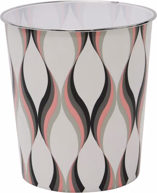 JVL Spiral Waste Paper Bin in White and Multicolour