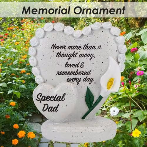 VFM e-Store Memorial Heart Flower Pot Ornament in Grey, W: 15 cm, D: 13 cm – 3