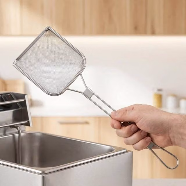 KORVIXA Stainless Steel Oil Skimmer Spoon in Silver, Length: 100 cm