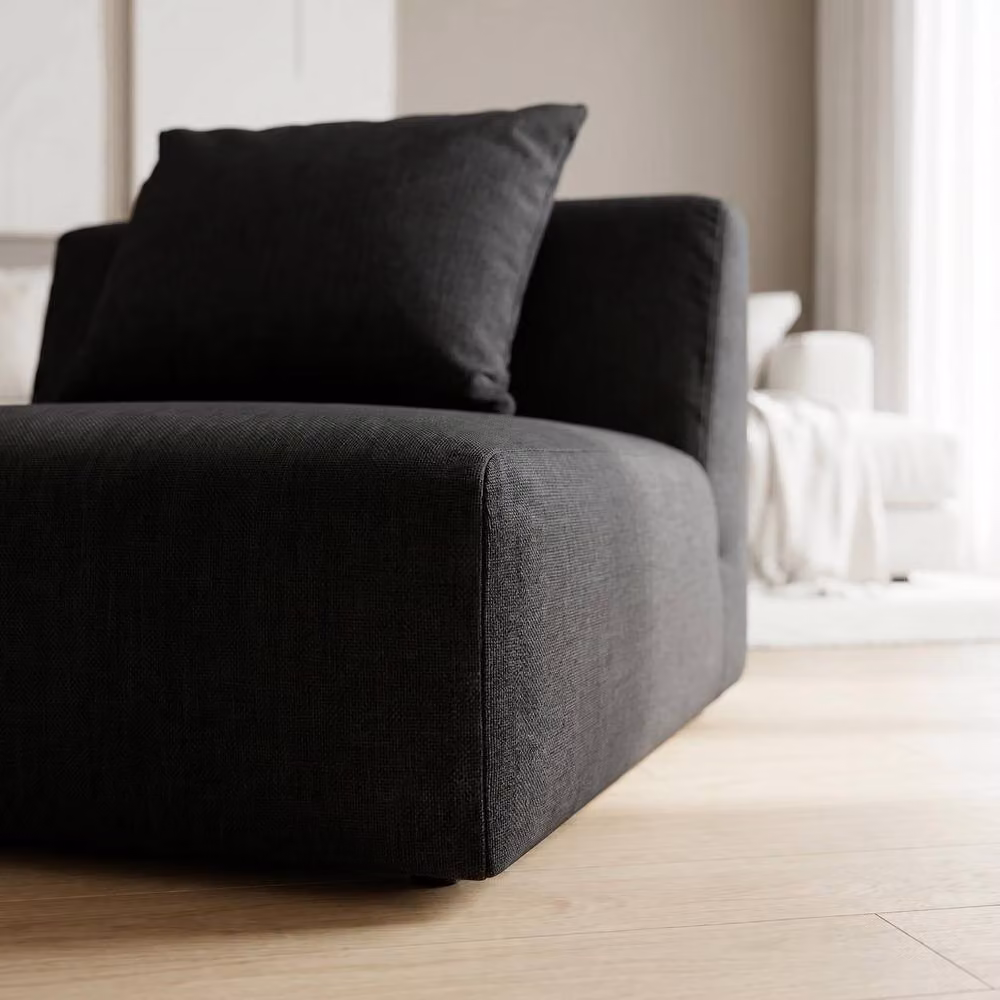 Abakus Direct Tokyo Single Seat Lounge Chair in Anthracite Grey and Black Basket Weave Fabric – 4