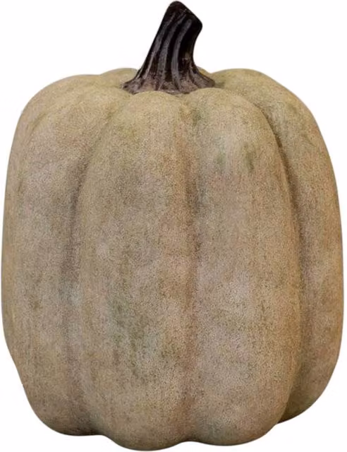 Four Candle Large Dusty Green Ceramic Pumpkin Ornament for Autumn and Halloween Decor