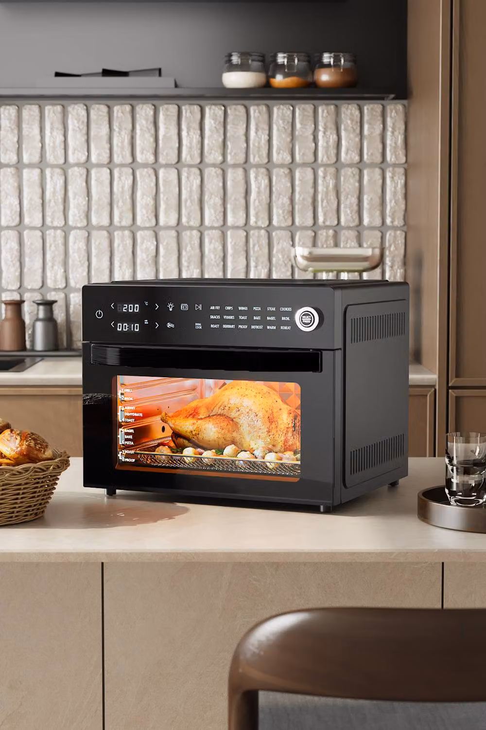 Living and Home 30L 1800W Countertop Air Fryer Grill Oven with 18 Preset Functions in Black – 5