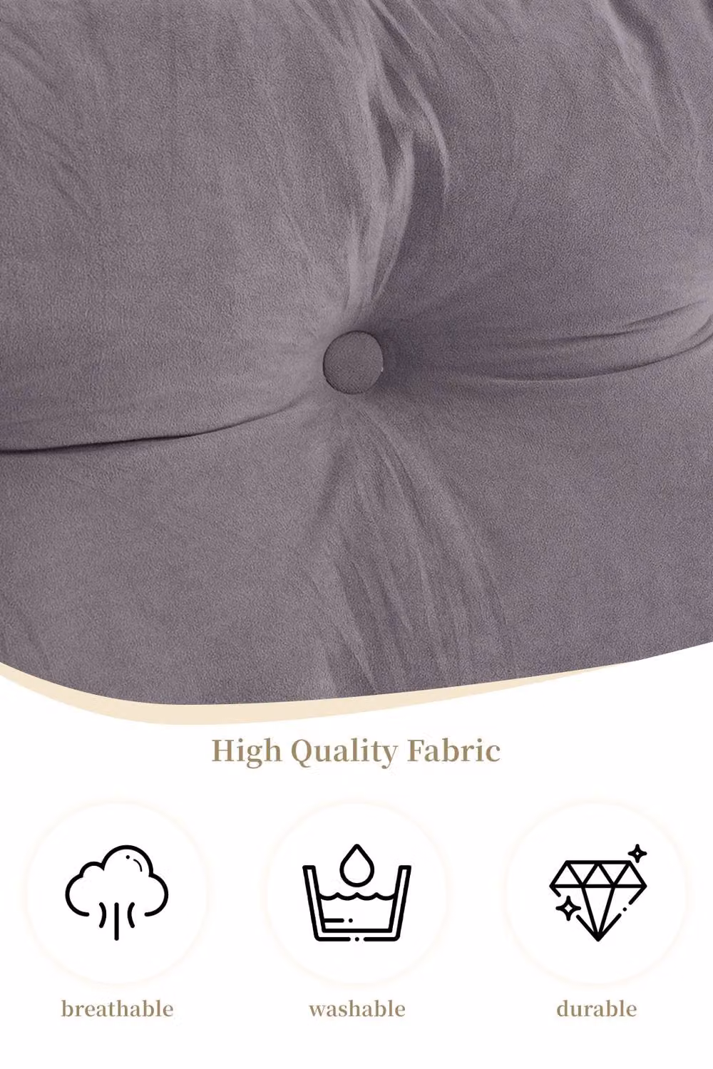 Living and Home Grey Washable Wedge Headboard Pillow with Storage Pocket – 4