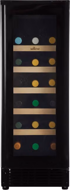 Willow Under-Counter Glass Door Wine Cooler, Black, W/D/H: 30 x 60 x 60 cm