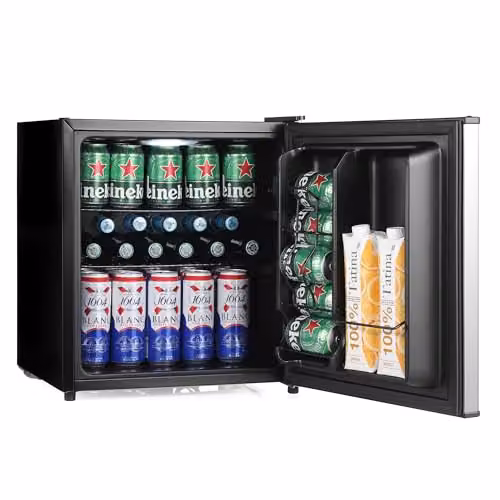 Subcold Cave50 Stainless Steel Drinks Fridge with LED Interior Light in Silver or Black