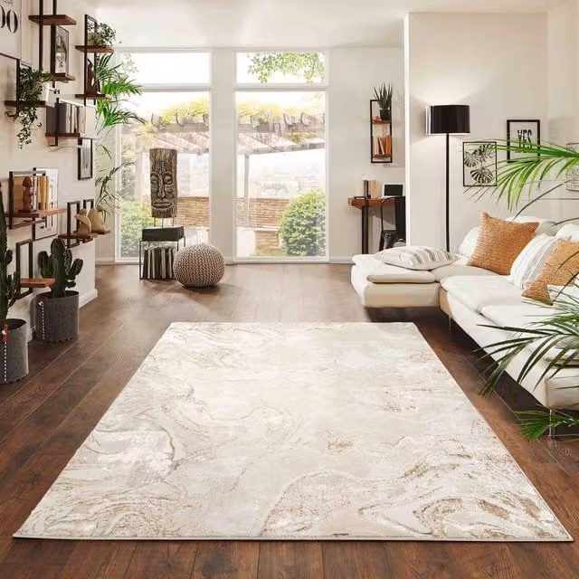 Desire Rugs Solarius Modern Abstract Area Rug in Beige, W: 160 cm, D: 230 cm