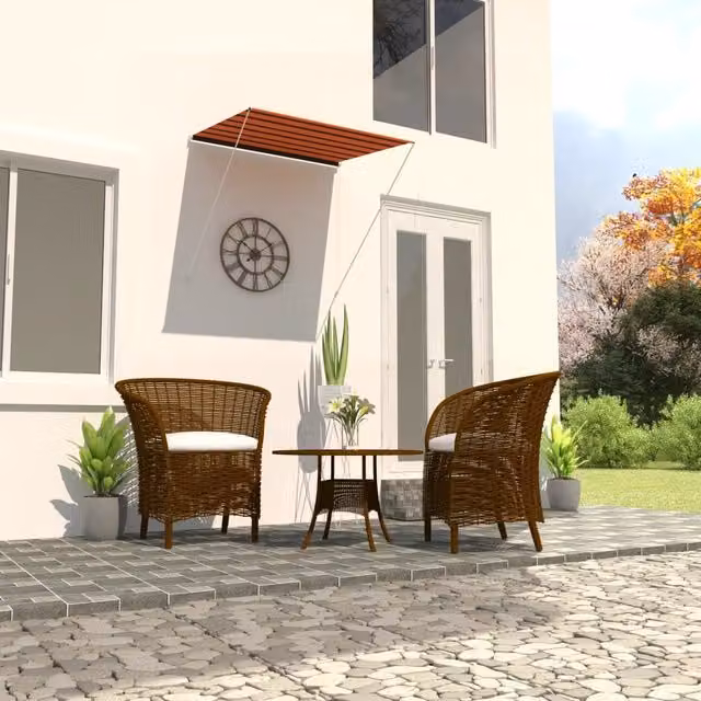 Berkfield Home Retractable Awning in Orange and Brown, W/D/H: 150 x 150 x 150 cm – 1