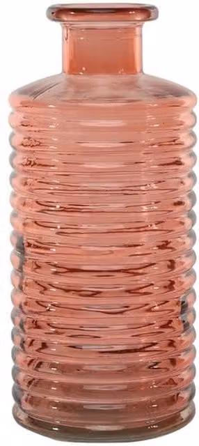 Kingsbury Gifts Pink Striped Glass Bottle Vase, Height: 21 cm