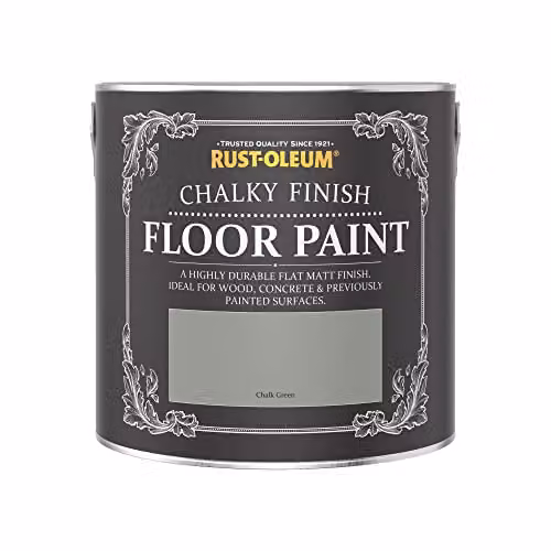 Rust-Oleum Water-Based Scratch-Proof Floor Paint in Matt Finish, Chalk Green, 2.5L – 3