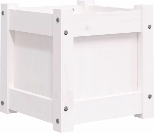 Berkfield Home White Wooden Garden Planter Tub, W/D/H: 31 x 31 x 31 cm