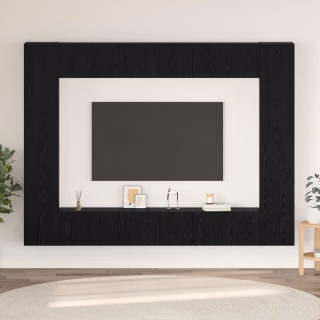 Berkfield Home Black Oak TV Cabinet with Internal Shelves, W/D/H: 30.5 x 30.0 x 90.0 cm