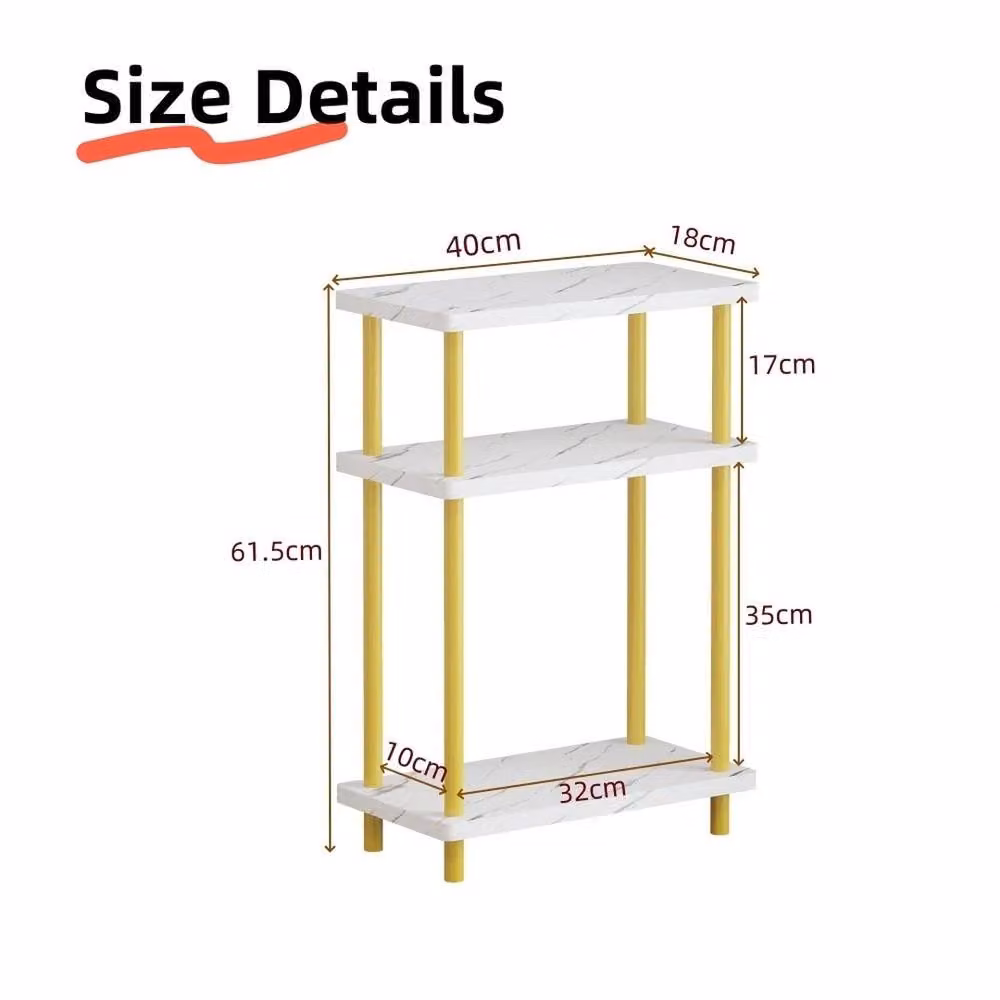 VOGREX White 3-Tier Side Table Storage Shelf for Bedroom and Living Room – 2