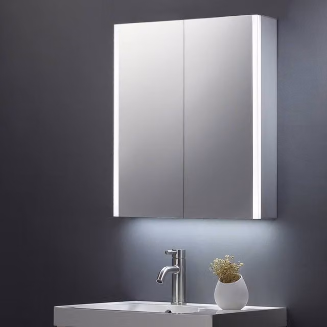 Bathroom Kingdom Beau Illuminated LED Mirror Cabinet in Silver W/D/H: 60 x 0 x 70 cm