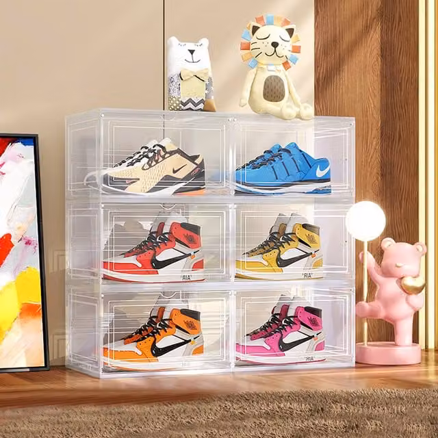 Komore 6 Piece Stackable Transparent Acrylic Shoe Storage Boxes