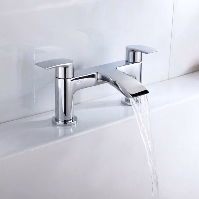 Nes Home Modern Waterfall Design Bath Filler Tap in Chrome Silver with Swivel Spout