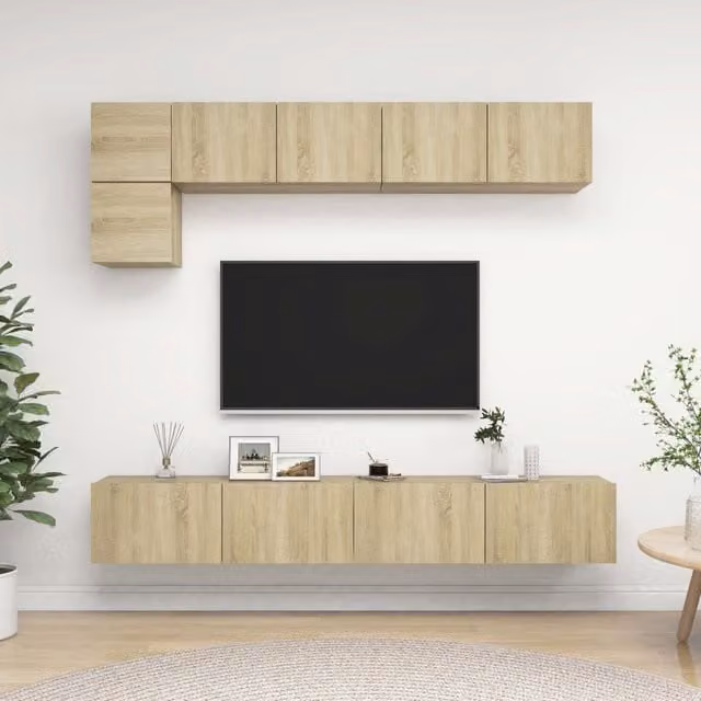 Berkfield Home 5 Piece Sonoma Oak TV Cabinet Set in Brown and Beige