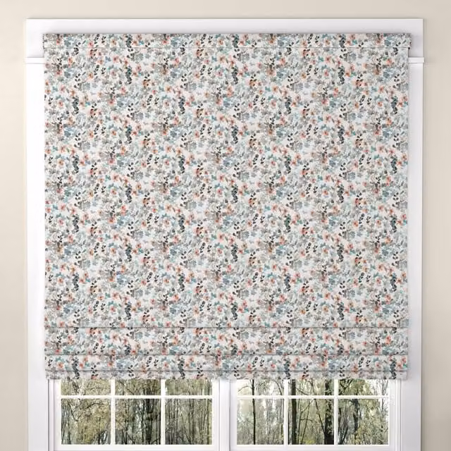 ANTE DECOR Zoe Made To Measure Blue Floral Blackout Roman Blind
