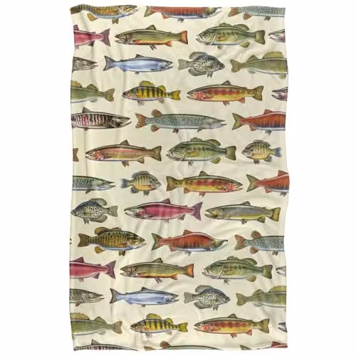 JQ Licensing Freshwater Fish Super Soft Silky Touch Fleece Blanket, Multicolour, W: 91.44 cm, L: 147.32 cm – 1