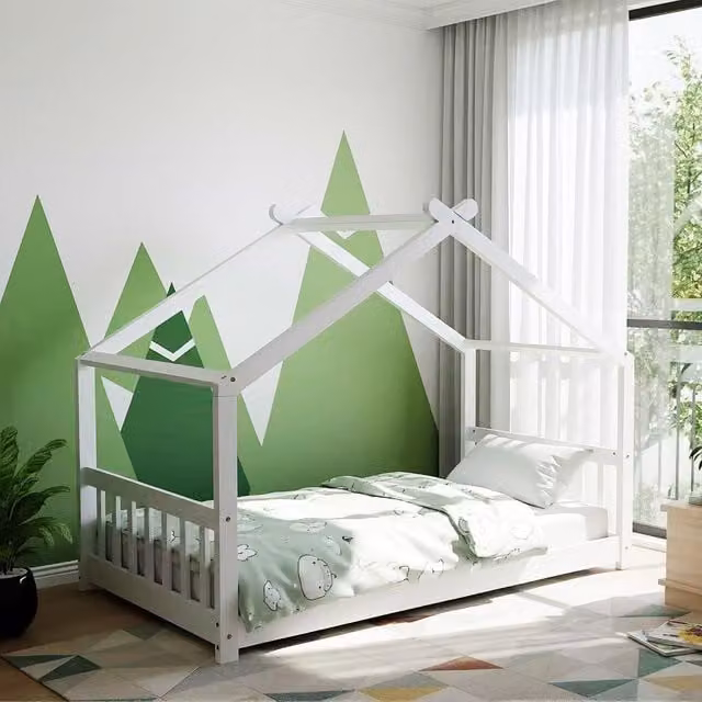 Kidsaw Jinsen Single Cottage Bed in White, W/D/H: 90 x 190 cm