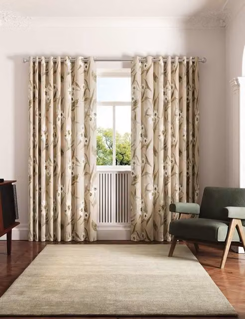Ted Baker Cabana Floral Eyelet Curtains, Beige, H 229 cm x W 168 cm