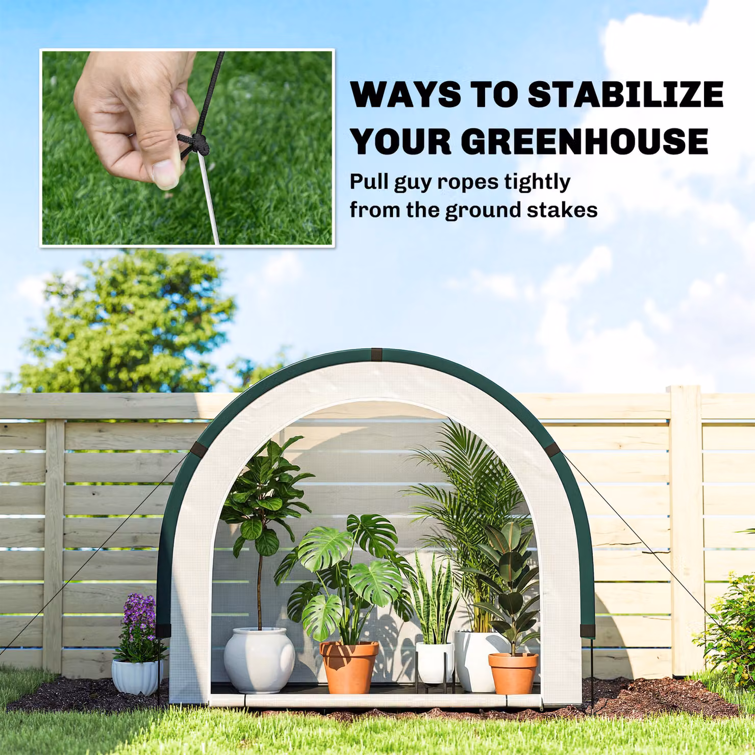 Outsunny Foldable Small Green House with Zipper Door and PE Base, Green, W/D/H: 200 x 80 x 164 cm – 6