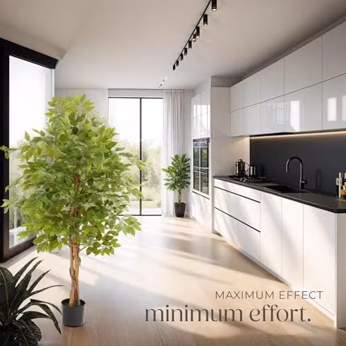 tectake Artificial Ficus Tree with Real Wood Trunk and Green Leaves, Height: 160 cm – 6