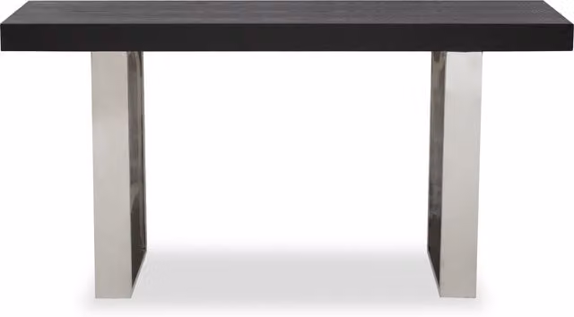 Orsina Grey Elm Wood Console Table with Polished Stainless Steel Sledge Legs, W/D/H: 150 x 51 x 76 cm – 1