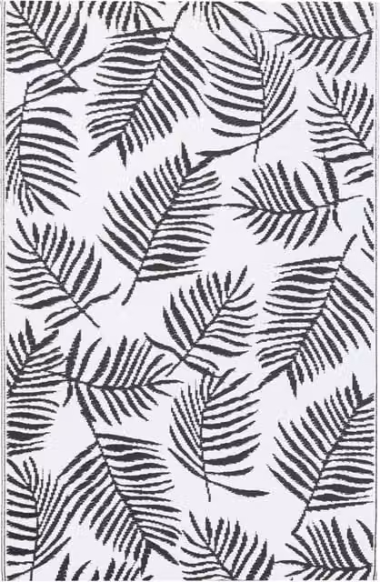 Berkfield Home Outdoor Floral Carpet in White and Black, W/D: 120 x 180 cm – 1