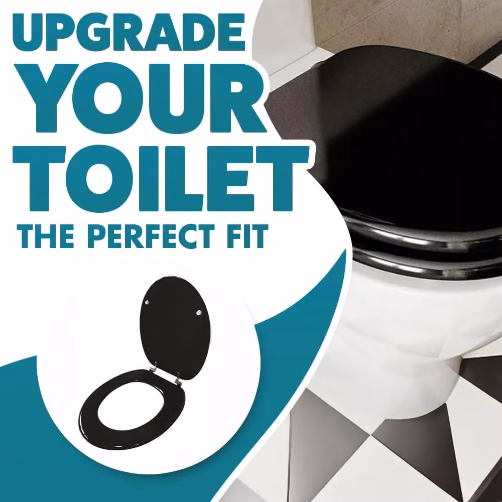 Marco Paul Black Oval Wooden Toilet Seat with Fittings, Diameter: 45.72 cm – 4