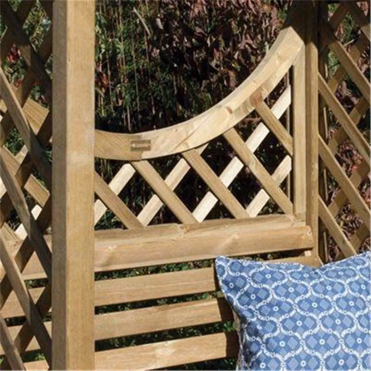 Cheshire Deluxe Pressure Treated Wooden Garden Arbour with Open Lattice Sides and Arch in Light Oak – 2