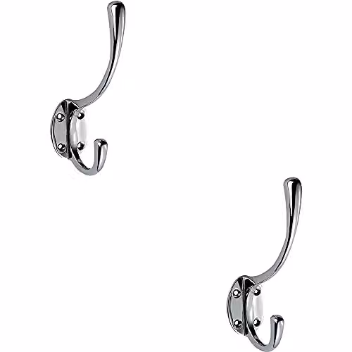 Loops 2 Pack Victorian Hat and Coat Hooks on Oval Backplate in Polished Chrome, 6.4 cm Projection